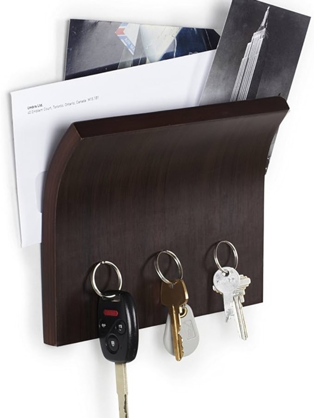 Umbra Wall-Mounted Key & Mail Holder - Dark Brown